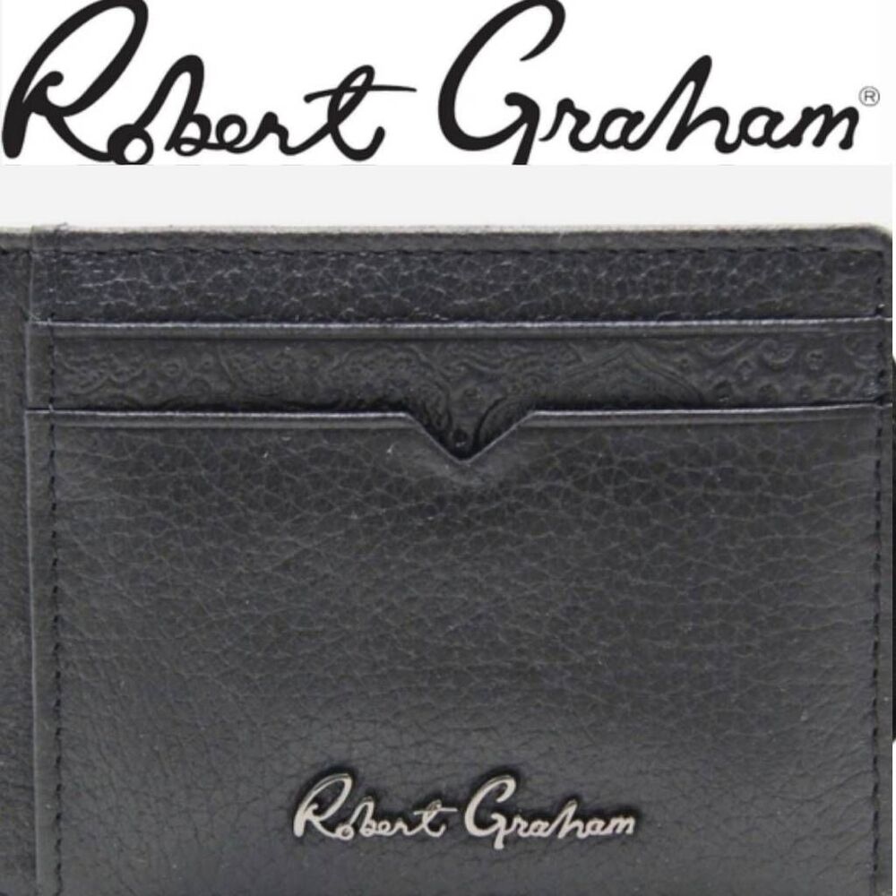 Robert Graham Arvo Leather Textured Card Case- Black